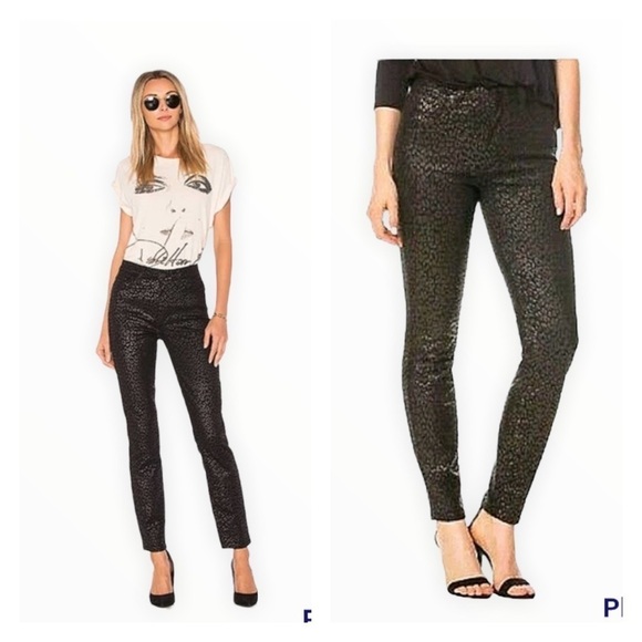 PAIGE x REVOLVE Black Hoxton Ultra Skinny Metallic Leopard Print Size 29 - Picture 9 of 9